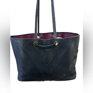Yves Saint Laurent Navy Blue Neo Reversible Tote With Pouch